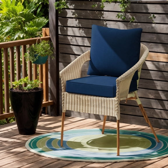 YYAo Deep Seat Chair Cushion Pads Set with Rope Belts for Indoor and Outdoor-Blue