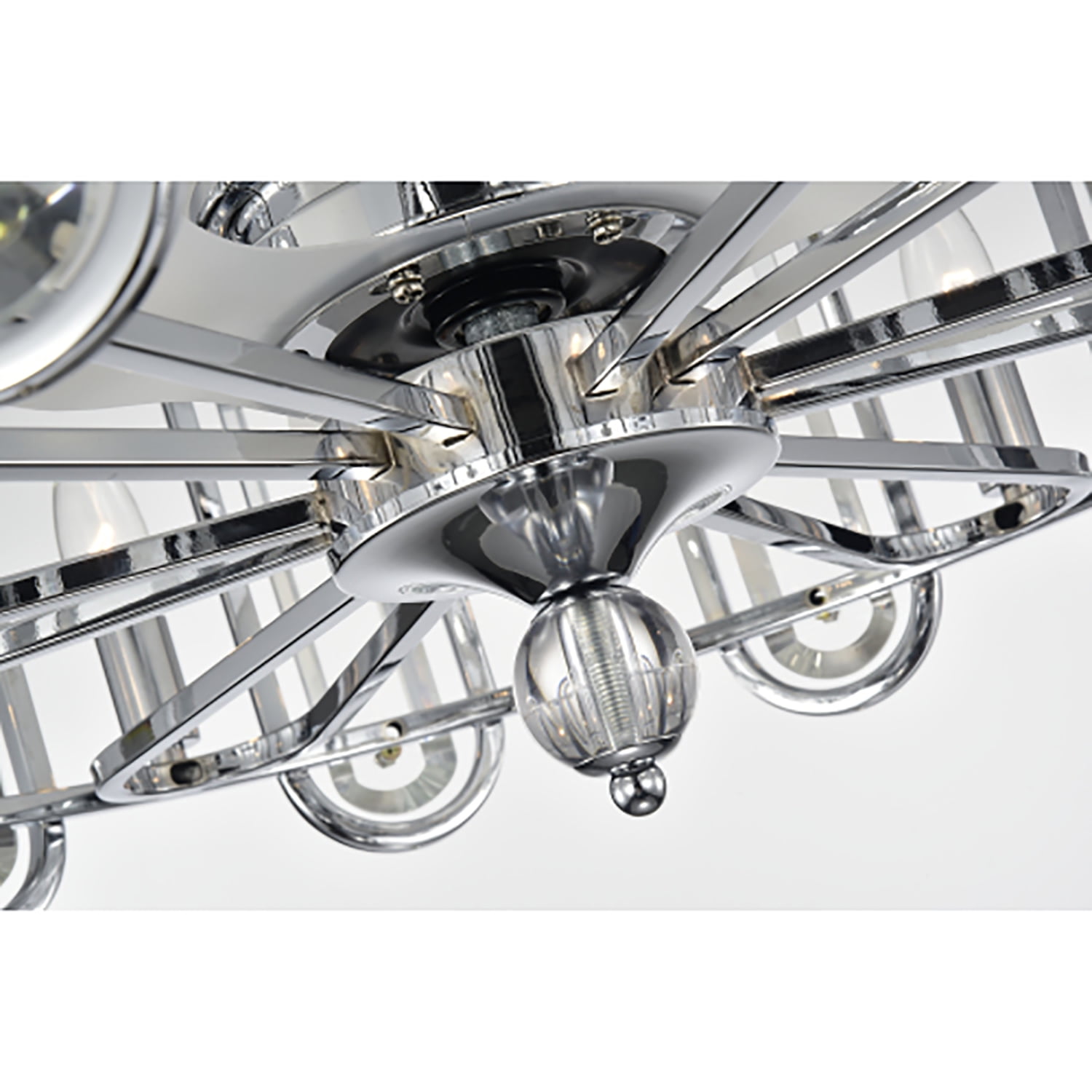 34" Crystal Chandelier Ceiling Fan With Lights - Vintage Flush Mount Fandelier, Bronze Finish, Invisible Blades