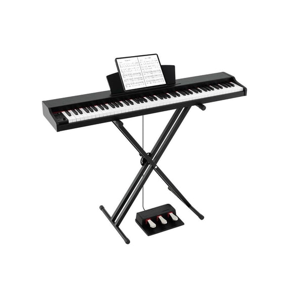 YYAo Digital Piano Keyboard with Adjustable Stand for Toddlers Boys Girls, Beginner, Black