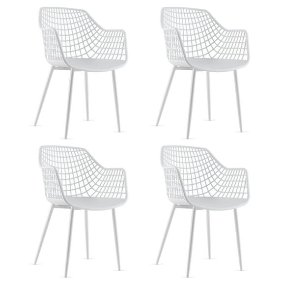 YYAo Dining Chair,Bar Chairs,Dining Chairs,Set of 4 Heavy Duty Modern Dining Chair with Airy Hollow Backrest-White