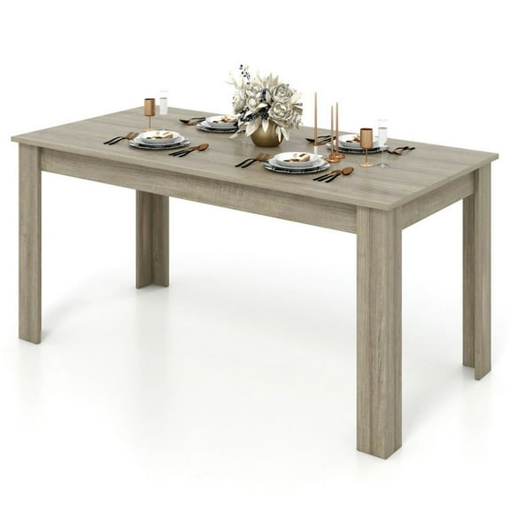 YYAo Dining Table, Dining Room Table, 63 Inch Rectangular Modern Dining Kitchen Table-Light Gray
