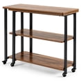 thumbnail image 1 of YYAo Dining Table,Side Table,Nightstand,360° Rotating Sofa Side Table with Storage Shelves and Wheels-Brown, 1 of 10