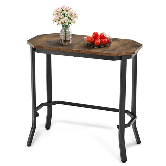 YYAo Dining Table,Side Table,Nightstand,Narrow End Table with Rustic Wood Grain and Stable Steel Frame-Rustic Brown