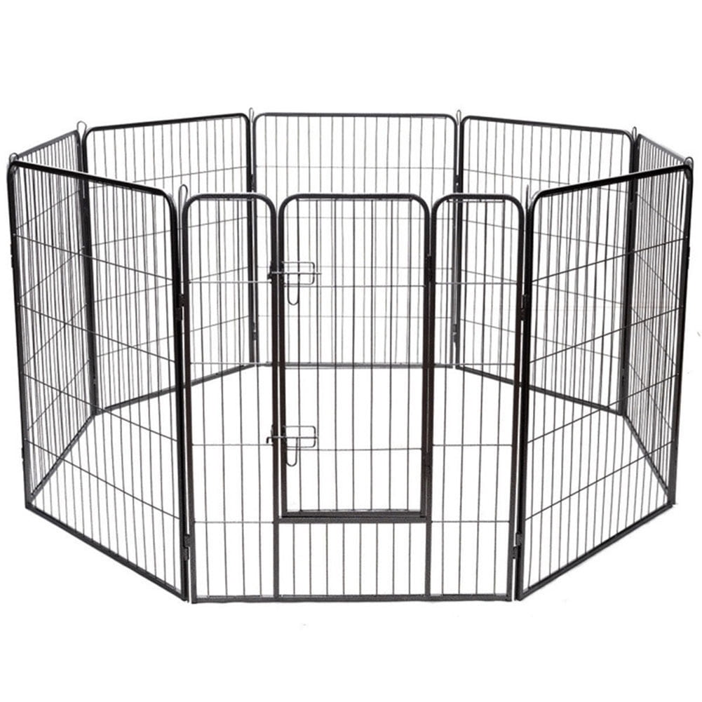 YYAo Dog Gates for The House,Dog Gate for Stairs,Pet Gate Safety Fence, 8 Metal Panel Heavy Duty Pet Playpen Dog Fence with Door-40 Inch