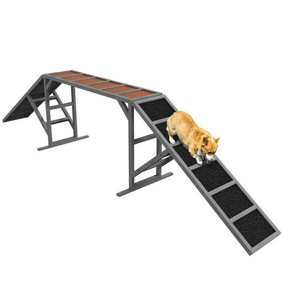 YYAo Dog Stairs Dog Ramp, Pet Steps,Dog Agility Equipment Ramp with Safety Bar, Non-slip Surface,Gray