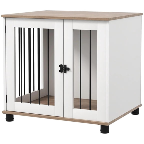 YYAo Doghouse, Puppy Shelter,Dog Kennel Furniture Side End Table Indoor with Lockable Door, Walnut Brown