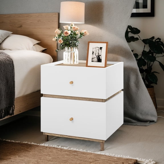 YYAo End Table, Night Stand,2-Drawer Modern Nightstand with Storage for Living Room Bedroom