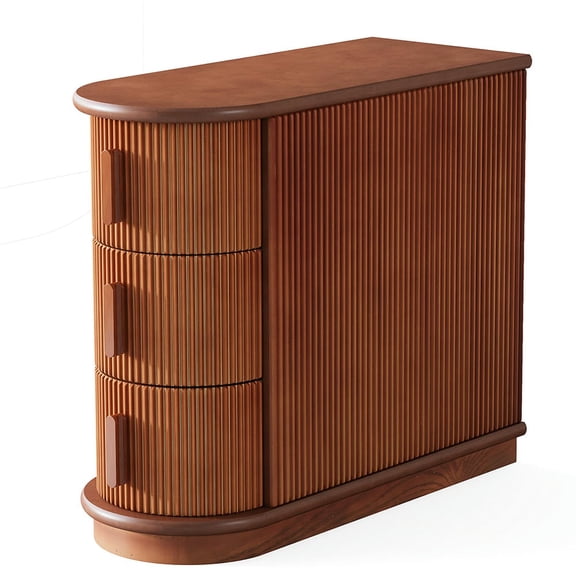 YYAo End Table, Night Stand,Solid Wood End Table, Narrow Side Table Nightstand with 3-drawer, Brown
