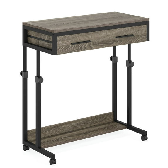 YYAo End Table, Side End Table,Height Adjustable Desk, Mobile Side Table Portable Desk with Drawers,Gray