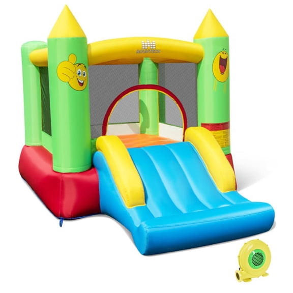 YYAo Family Backyard Bouncy Castle, Inflatable Bounce House Kids Blow-up Bouncer with Slide with 480W Blower