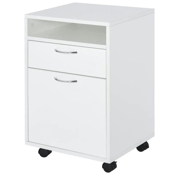 YYAo File Cabinet, Filing Stroage Cabinet,Mobile Storage Cabinet Organizer with Drawer and Cabinet, Printer Stand with Castors, White