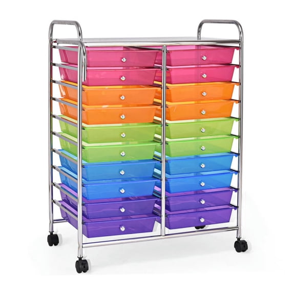 YYAo Filing Cabinet, File Cabinet, 20 Drawers Storage Rolling Cart Studio Organizer-Multicolor