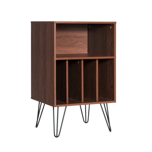 YYAo Filing Cabinet, File Cabinet, Freestanding Record Player Stand Record Storage Cabinet with Metal Legs-Coffee