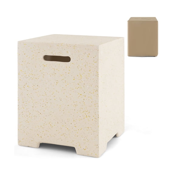 YYAo Fire Pit Table, Fire Bowl Table,2-in-1 Gas Tank Holder Side Table with Protective Cover