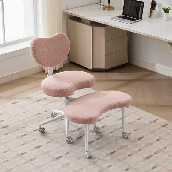 YYAo Flexible Seating Meditation Chair, Adjustable ADHD Desk Stool with Wheels Lumbar Support for Cross Legged Sitting, Pink