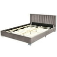 thumbnail image 1 of YYAo Full Tufted Upholstered Platform Bed Frame with Flannel Headboard Platform Bed , No Box Spring Needed, Wood Slat Support, Gray, 1 of 3
