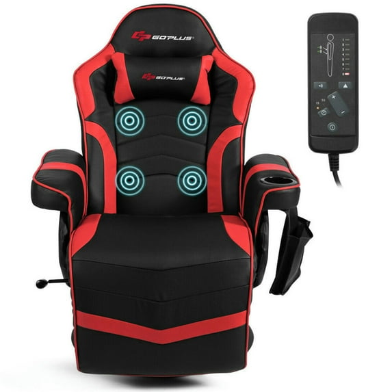 YYAo Gaming Chair, Ergonomic Computer Chair,Desk Chair,Ergonomic High Back Massage Gaming Chair with Pillow-Red