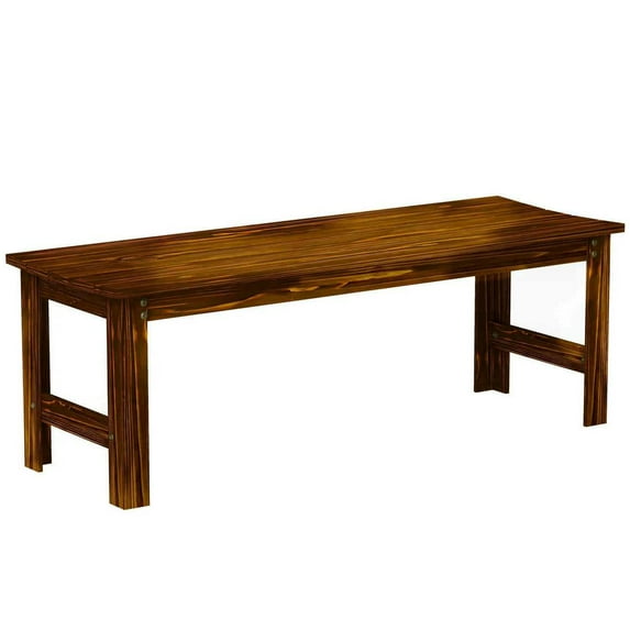 YYAo Garden Benches, Outdoor Bench,2-Seat Wood Garden Bench, Patio Bench Outdoor Bench with Slatted Seat, Backless Front Porch Bench, Carbonized