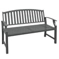 thumbnail image 1 of YYAo Garden Benches, Outdoor Bench,46" Outdoor Garden Bench, Metal Bench, Wood Look Slatted Frame Furniture, Gray, 1 of 11