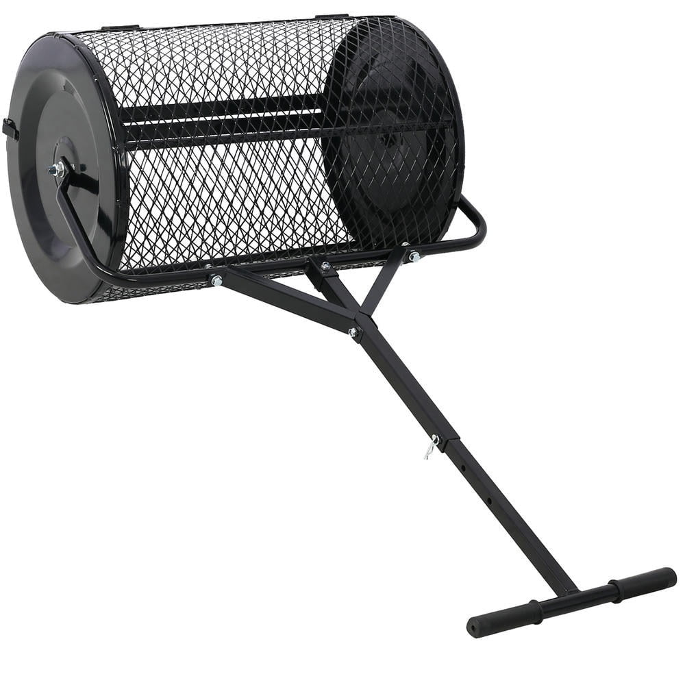 YYAo Garden Care Manure Spreaders,Peat Moss Spreader 24inch, T shaped Handle for planting seeding,Lawn and Garden Care Manure Spreaders Roller