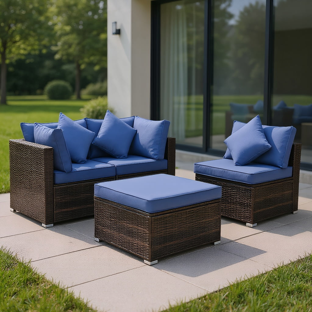 YYAo Garden Conversation Table Set, Conversation Loveseat Chairs Set,4 ...