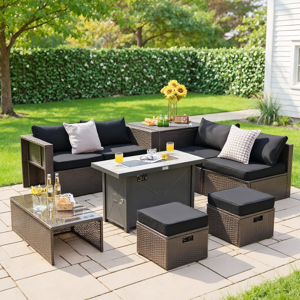 YYAo Garden Conversation Table Set, Conversation Loveseat Chairs Set,9 ...