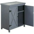 thumbnail image 1 of YYAo Garden Storage Cabinet, Outdoor Tool Shed with Galvanized Top and Two Shelves for Yard Tools or Pool Accessories, Grey, 1 of 11