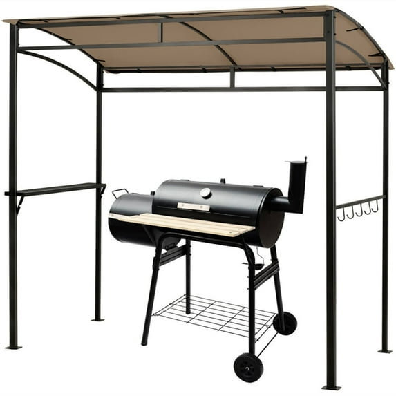 YYAo Grill Gazebo, Outdoor Grill Shelter Canopy, BBQ Tent -Brown