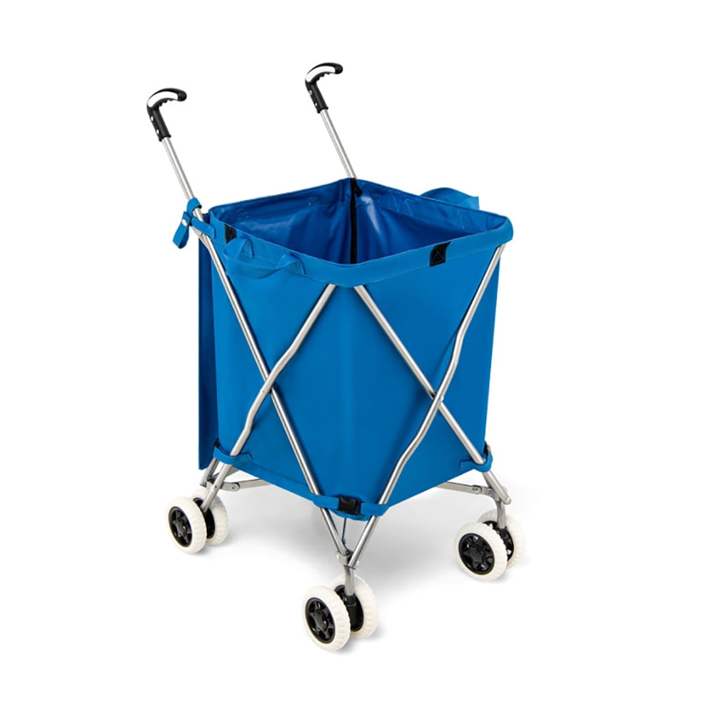 YYAo Grocery Shopping Cart, Utility Cart, Trolley Cart, Folding Shopping Utility Cart with Water-Resistant Removable Canvas Bag-Blue YYAo Grocery Shopping Cart, Utility Cart, Trolley Cart, Folding Shopping Utility Cart with Water-Resistant Removable Canvas Bag-Blue