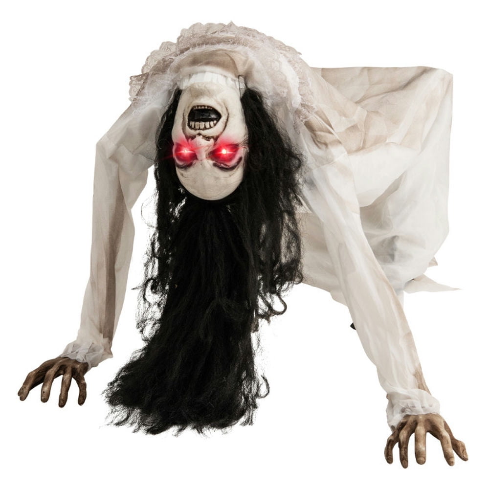YYAo Halloween Animatronic Crawling Woman Ghost with LED Eyes and Vocally Triggered YYAo Halloween Animatronic Crawling Woman Ghost with LED Eyes and Vocally Triggered