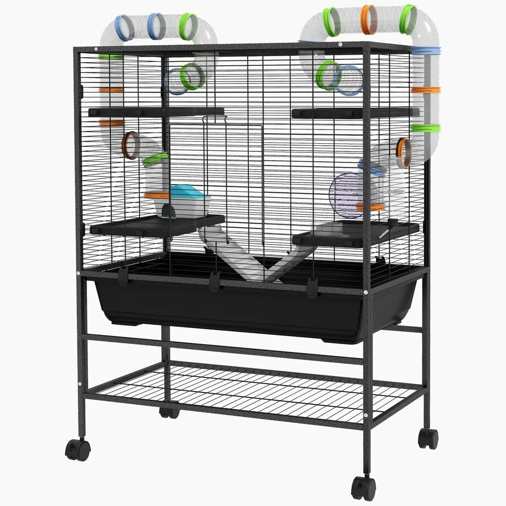 YYAo Hamster Cage, Guinea Pig Cages Mice and Rat Habitat,Small Animal Cage for Syrian Hamster, Gerbil Cage with Tubing System, Running Wheel