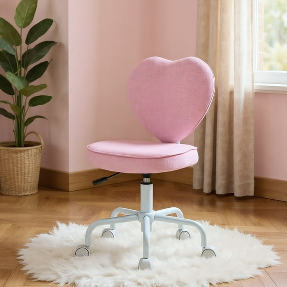 YYAo Heart Love Shaped Back Design Office Chair with Adjustable Height, Pink