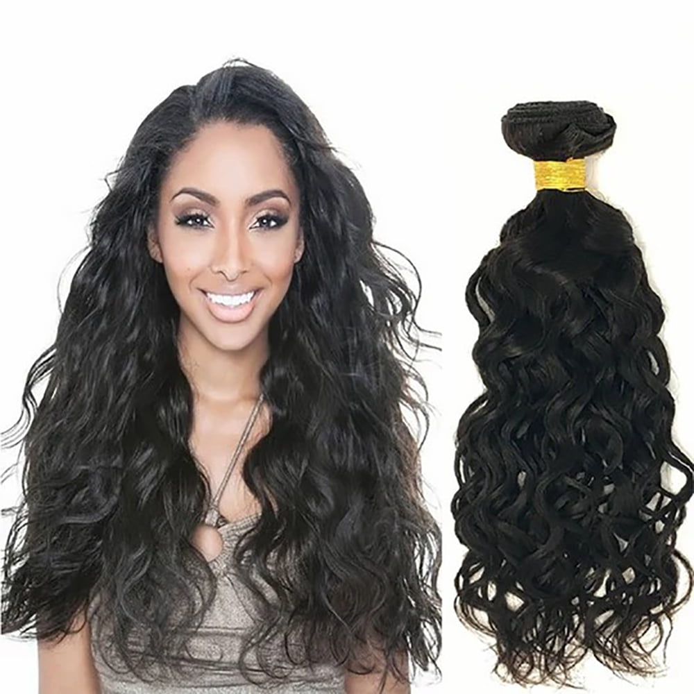 YYAo Human Hair, Hairpiece, Wig,Hot selling Unprocessed Virgin Hair Water Wave Natural Black Color 100 Human Hair Bundle 8 in to 30 In