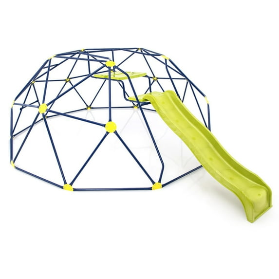 YYAo Indoor Jungle Gym, Indoor Playground Climbing Toys, 13.3 FT Climbing Dome Geometric Dome Climber with Extended Wavy Slide and 2 Rest Platforms-Multicolor