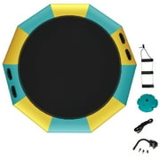YYAo Jumping Trampoline, Bounce Entertainment Center 10 Feet Inflatable Splash Padded Water Bouncer Trampoline-Yellow