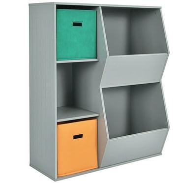 YYAo Kids Book Rack Storage Bookshelf, Toy Storage Organizer Bookshelf,Kids Toy Storage Cabinet Shelf Organizer -Gray