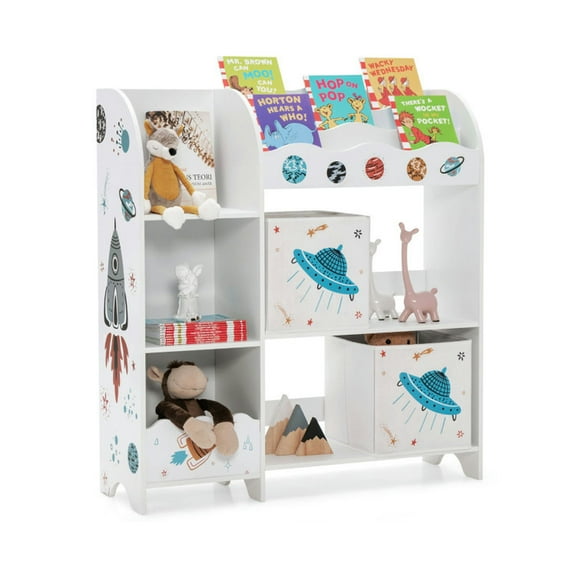 YYAo Kids Book Rack Storage Bookshelf, Toy Storage Organizer Bookshelf,Kids Toy and Book Organizer Children with Storage Bins