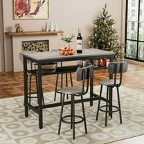 YYAo Kitchen Dining Sets,Dining Table Set,Bar Table and Chairs Set for 4, 5 Piece Counter Height High Breakfast Table Chairs, Gray