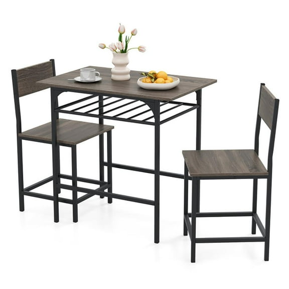 YYAo Kitchen Dining Sets,Dining Table Set,Dining Table Set with Metal Frame and Storage Rack-Gray