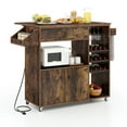 thumbnail image 1 of YYAo Kitchen Island Cart,Kitchen Bar&Serving Cart,Drop Leaf Mobile Kitchen Island Cart with Power Outlet and Adjustable Shelf-Rustic Brown, 1 of 7