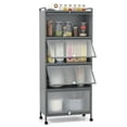 thumbnail image 1 of YYAo Kitchen Pantry Storage Cabinet Microwave Rack Storage Rack,5-Tier Kitchen Baker's Rack with Flip-up PC Doors-Gray, 1 of 12