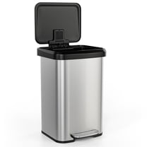 YYAo Kitchen Recycling Trash Can,13.2 Gallon Step Trash Can with Soft Close Lid and Deodorizer Compartment-Silver
