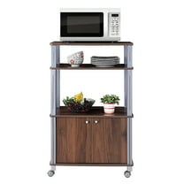 YYAo Kitchen Storage Baker's Rack,Microwave Rack Stand Rolling Storage Cart-Walnut