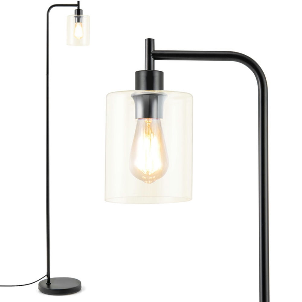 YYAo Lamp, Floor Lamp for Living Room, Modern Floor Lamp with Hanging Glass Lampshade and Foot Switch-Black
