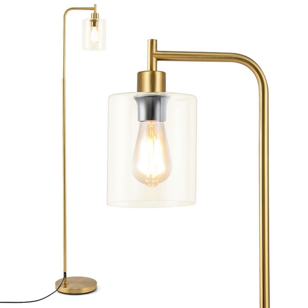 YYAo Lamp, Floor Lamp for Living Room, Modern Floor Lamp with Hanging Glass Lampshade and Foot Switch-Golden