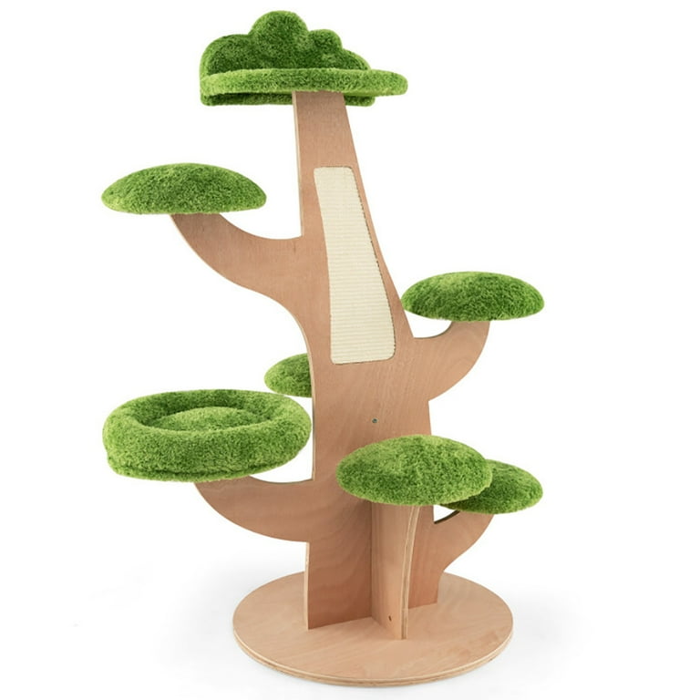 YYAo Large Cat Tree Luxury Cat Tower Cat Condo Cat Play House 50 Inch Pine Shape Cat Tree for Indoor Cats with Sisal Scratching Board Green Walmart