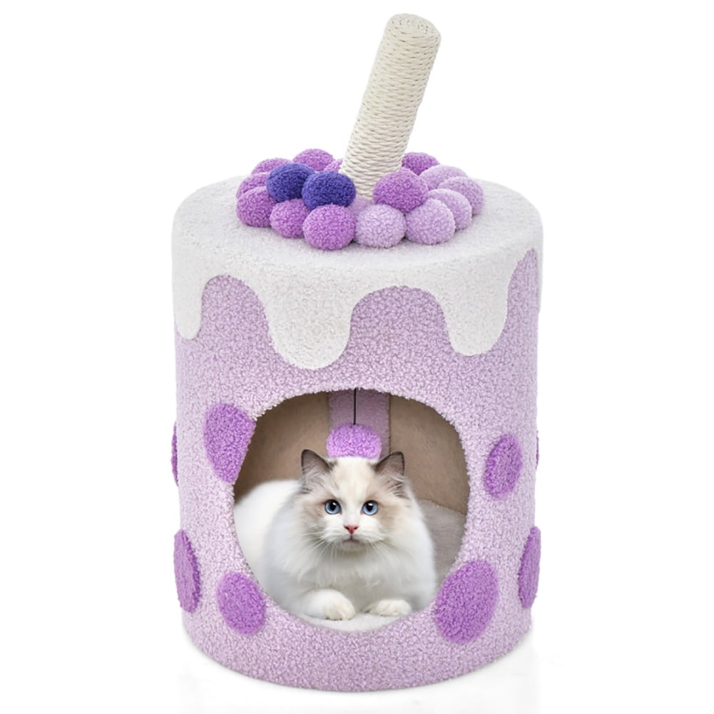 Purple Bubble Tea Cat Tree Tower with Sisal Scratching Post