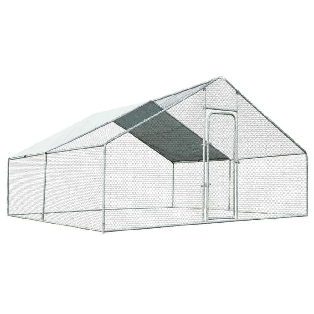 13' x 13' White Galvanized Steel Outdoor Chicken Playpen