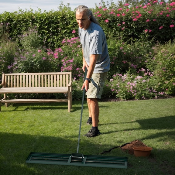 YYAo Lawn Leveling Rake 46 x 10 Inch Heavy Duty Lawn Level Tool for Soil-Green