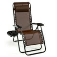 thumbnail image 1 of YYAo Lounge Chair, Folding Patio Recliner, Outdoor Folding Zero Gravity Reclining Lounge Chair with Utility Tray-Brown, 1 of 10